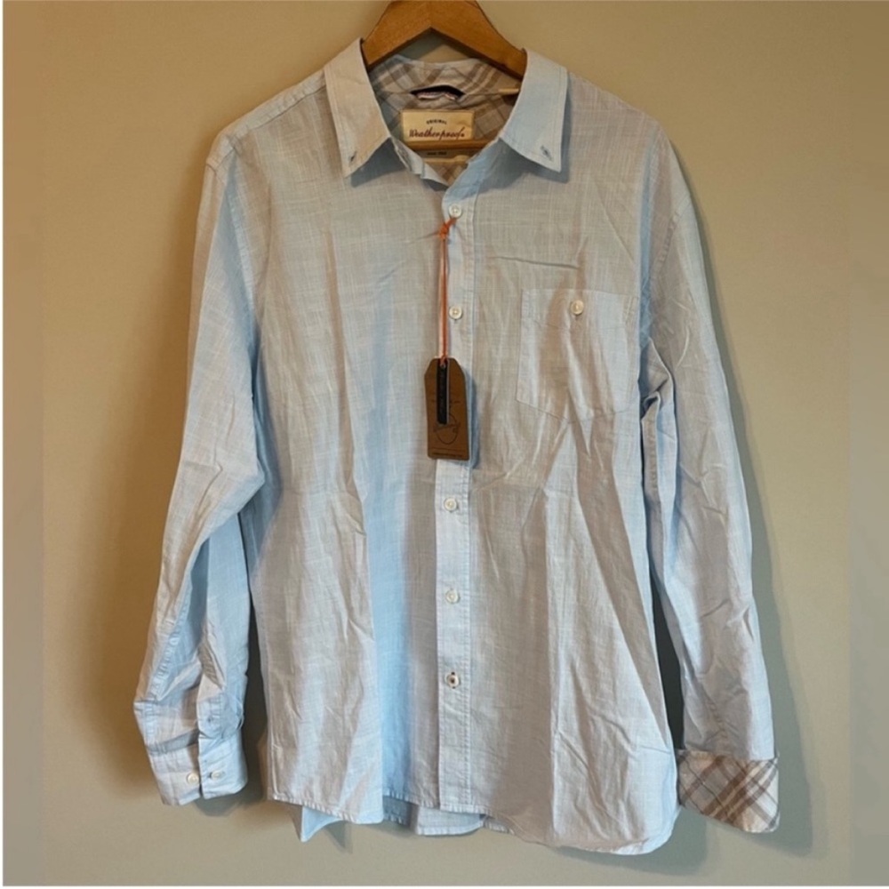 Weatherproof NWT Vintage Light Blue 100% Cotton Casual Button Down Size Large